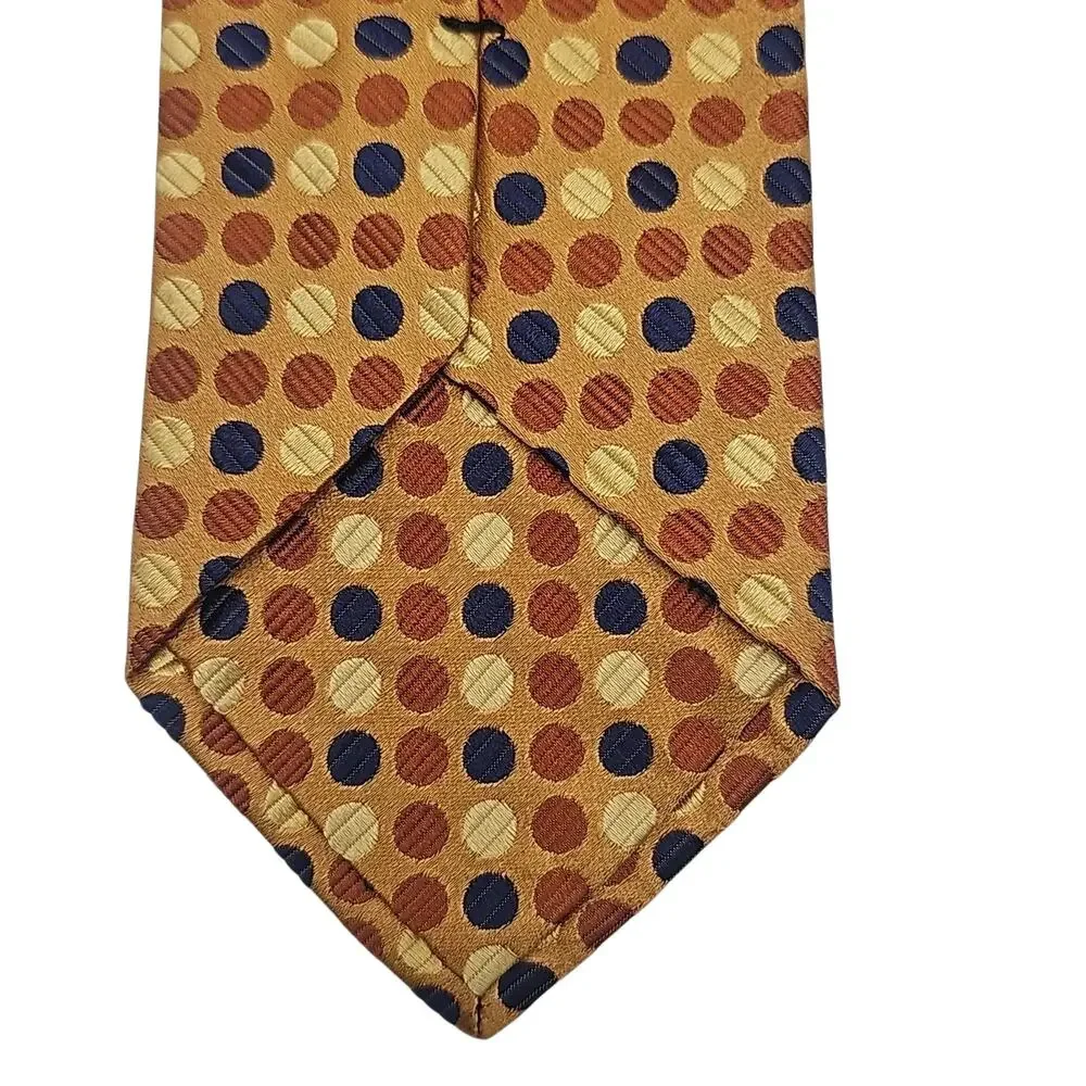 Jos A Bank Signature Gold Polka Dot Silk Tie Jacquard Geometric Italy XL 63
